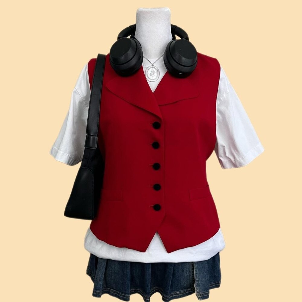 vintage 90s red downtown it girl elevated basic  vest top